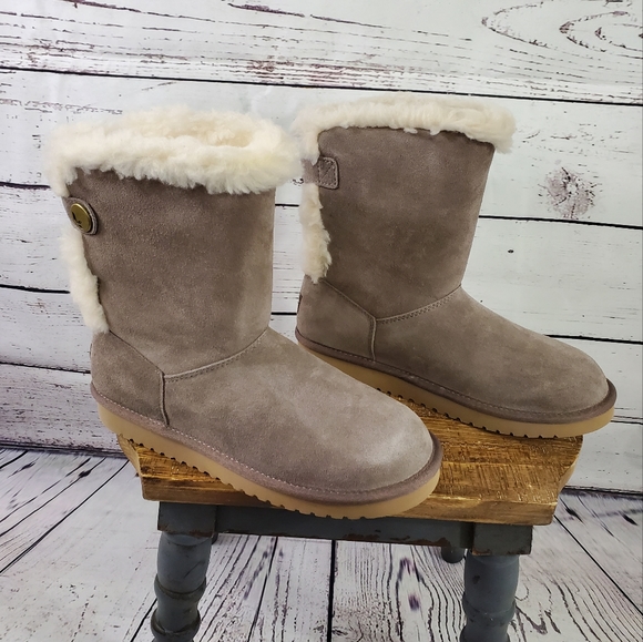 Koolaburra Shoes - UGG Koolaburra Jordina Short Suede Fur Lined Boots Size 9 - Cinder NEW